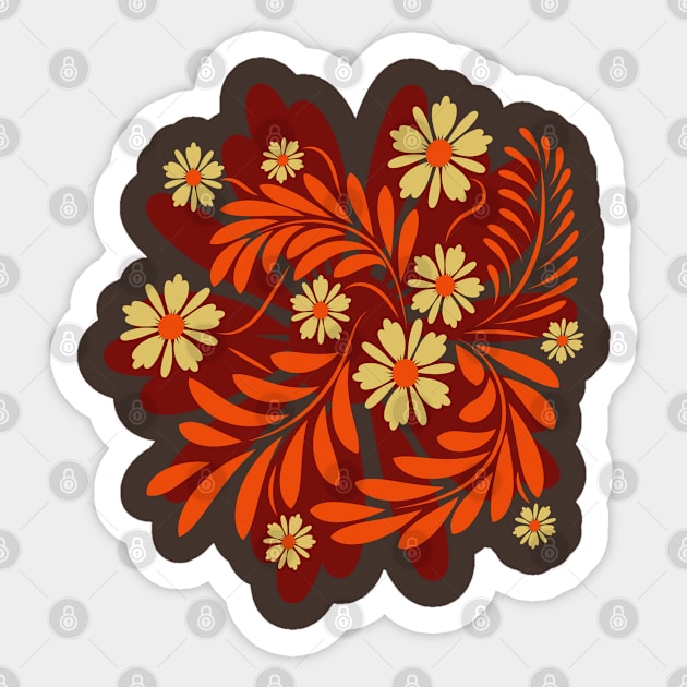 Folk flowers floral art print Flowers abstract art Sticker by Eskimos